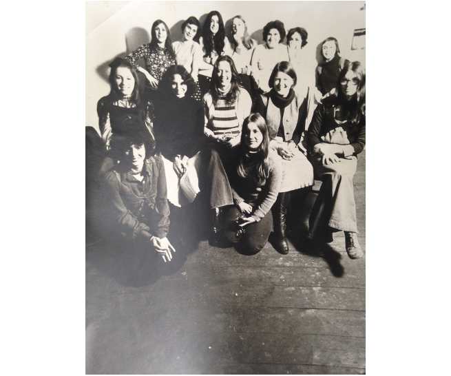 Members of the Women's Free Art Alliance and their neighbours including Linda Mallet, Kathy Nairne, Liz Moore, Joanna Walton and Mary Sargent. These women were involved in the run up to the exhibitions Sweet Sixteen and Never been Shown.