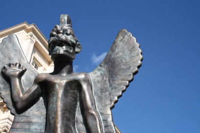 Roberto Cuoghi's statue of Pazuzu on the roof of the ICA. Photo: Zoe Franklin