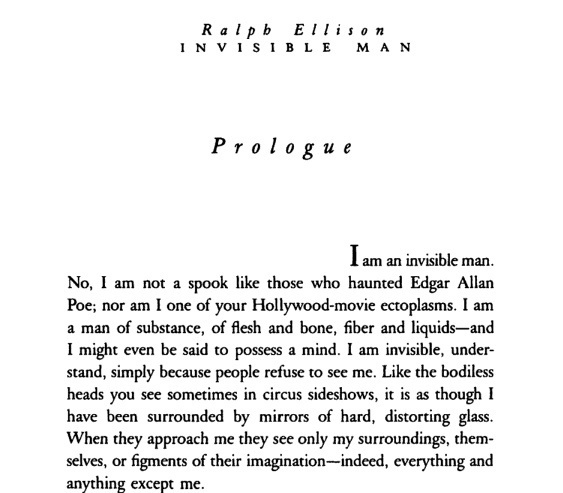 Ralph Ellison, Prologue to Invisible Man
