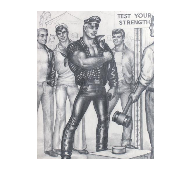 Tom Of Finland (Finnish, 1920 – 1991), Untitled, 1961, Graphite on paper, Tom of Finland Foundation Permanent Collection #61.11, © 1961 Tom of Finland Foundation