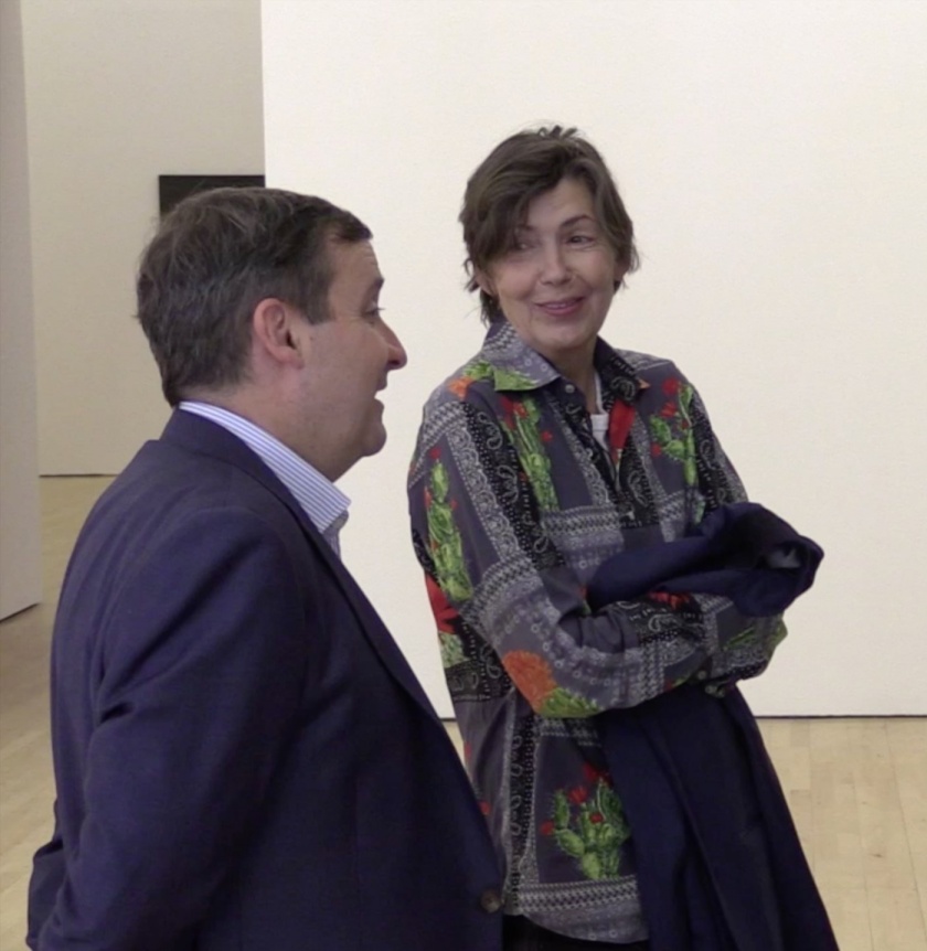ICA Executive Director Gregor Muir speaks with artist Isa Genzken about her <i>Basic Research</i> paintings.