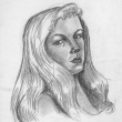 Drawing: Self portrait by Sylvia Plath.